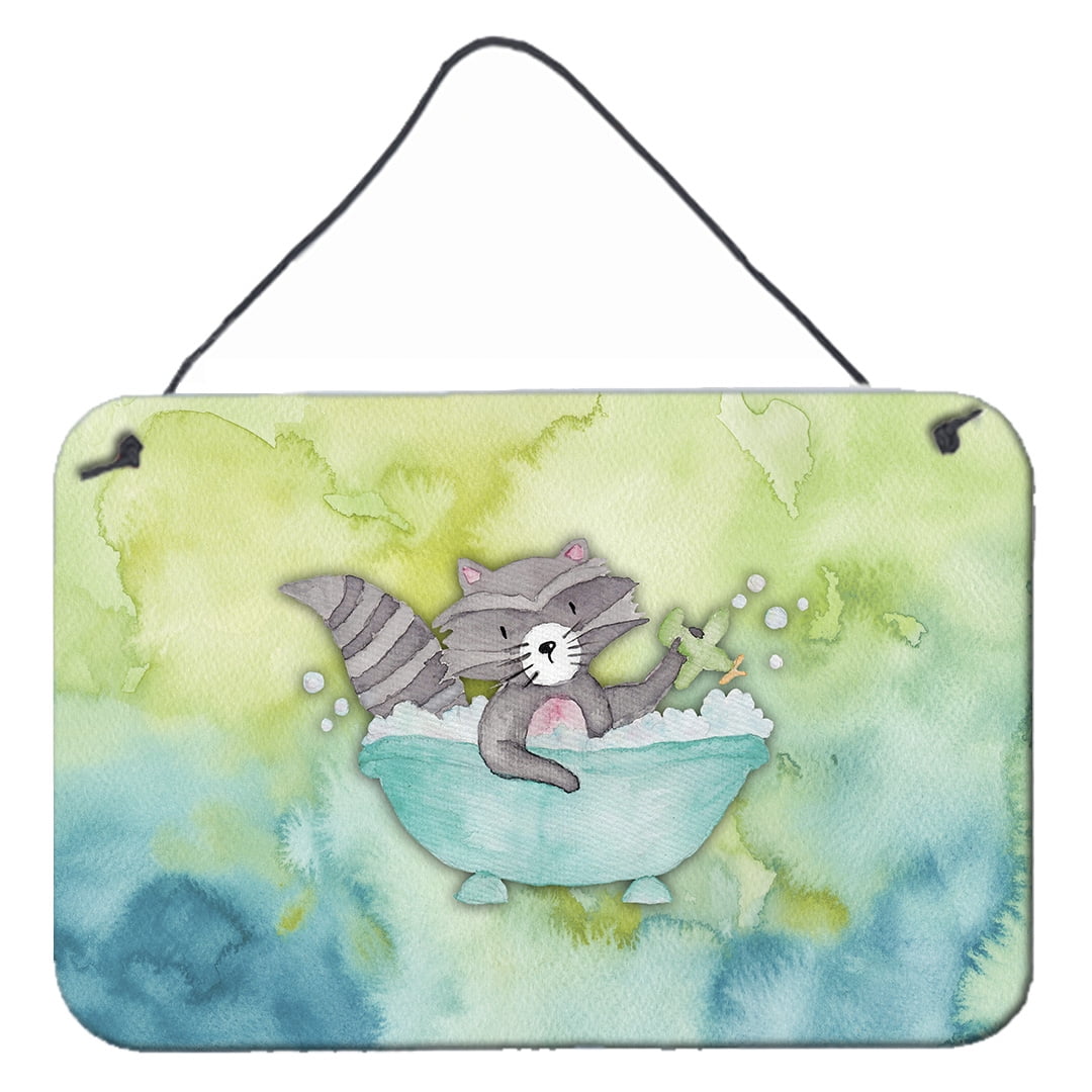 Raccoon Bathing Watercolor Wall or Door Hanging Prints