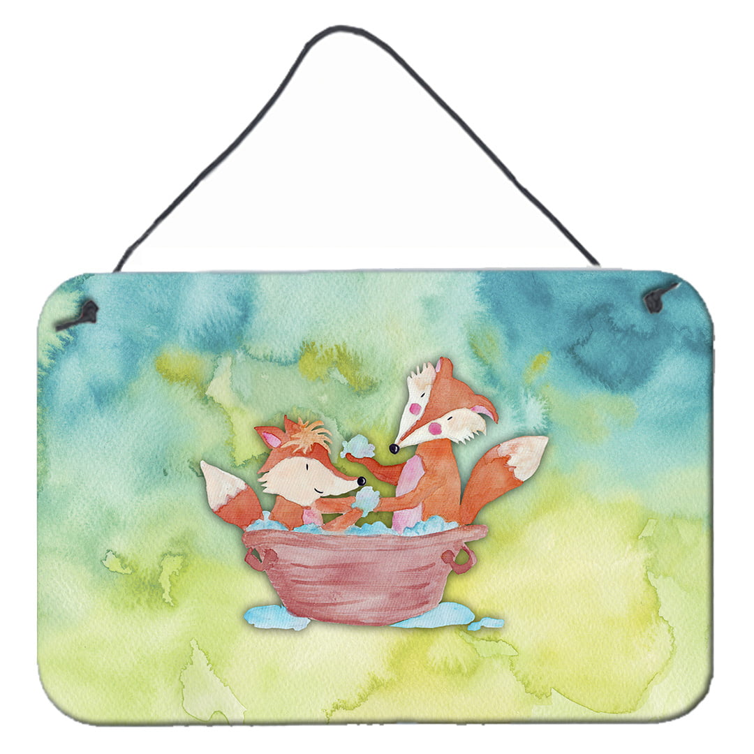 Foxes Bathing Watercolor Wall or Door Hanging Prints