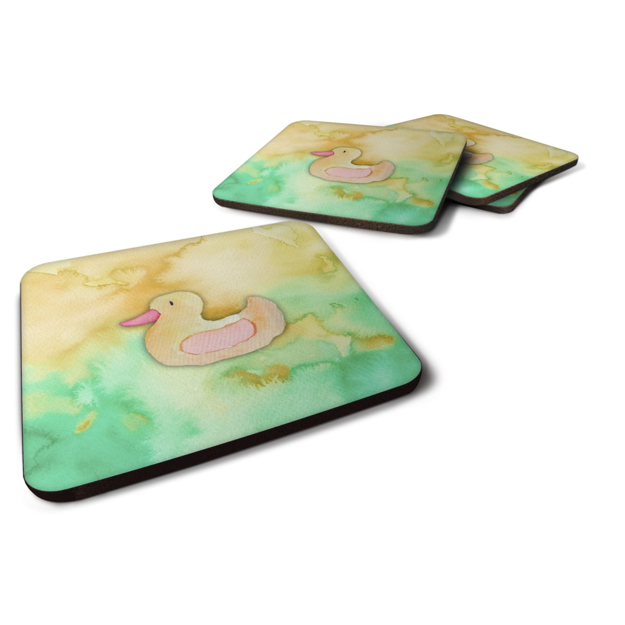 BB7351FC Rubber Duckie Watercolor Foam Coasters - Set of 4