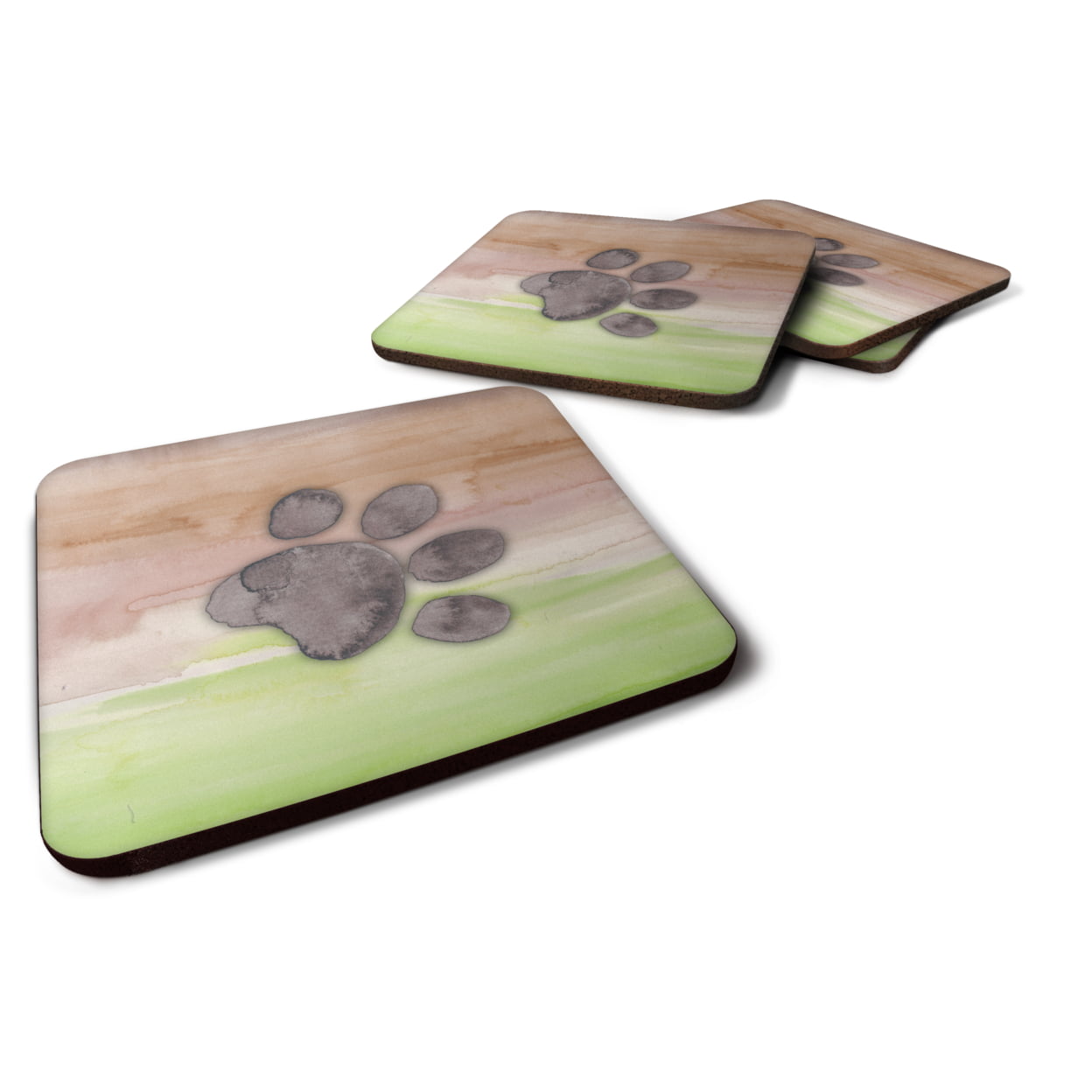 BB7359FC Dog Paw Watercolor Foam Coasters - Set of 4