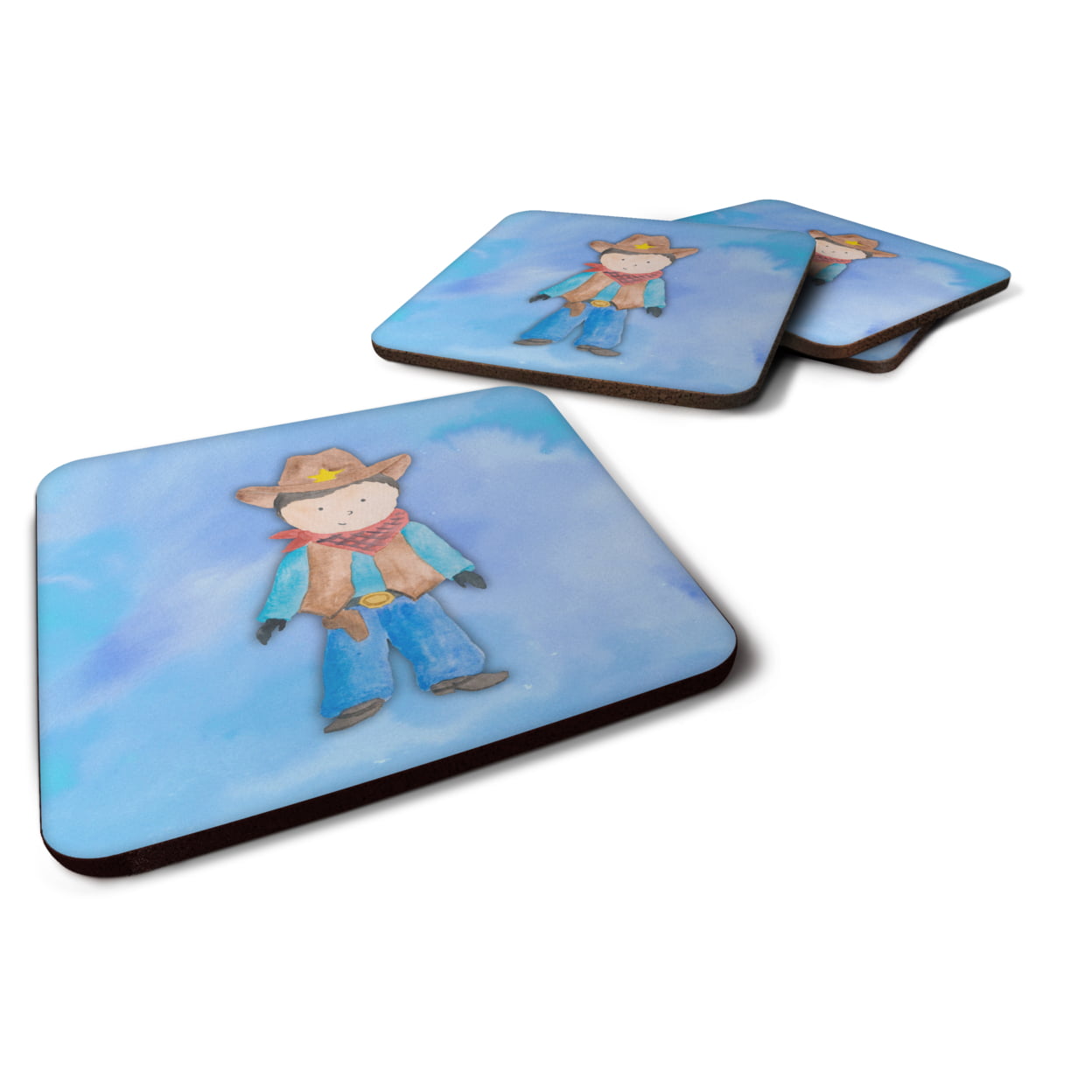 Cowboy Watercolor Foam Coasters - Set of 4