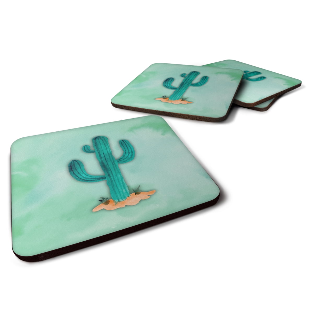 Western Cactus Watercolor Foam Coasters - Set of 4