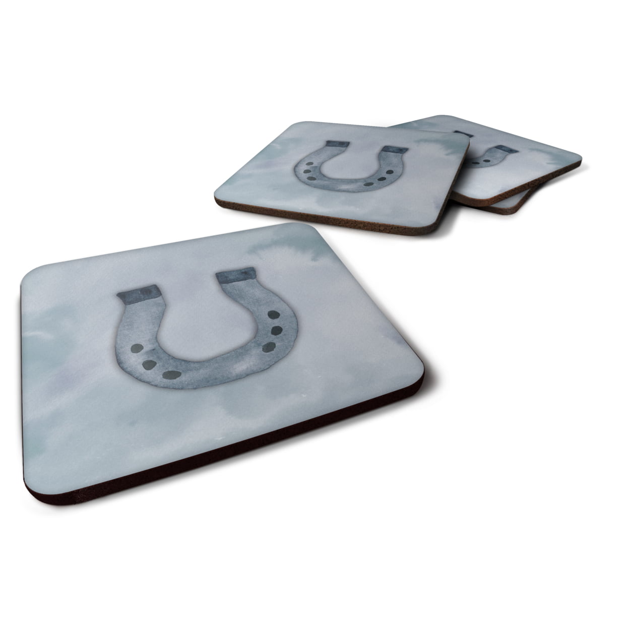 Horseshoe Watercolor Foam Coasters - Set of 4