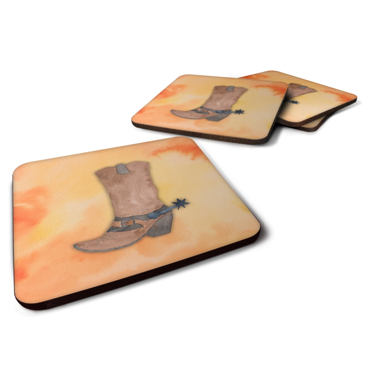 Cowboy Boot Watercolor Foam Coasters - Set of 4