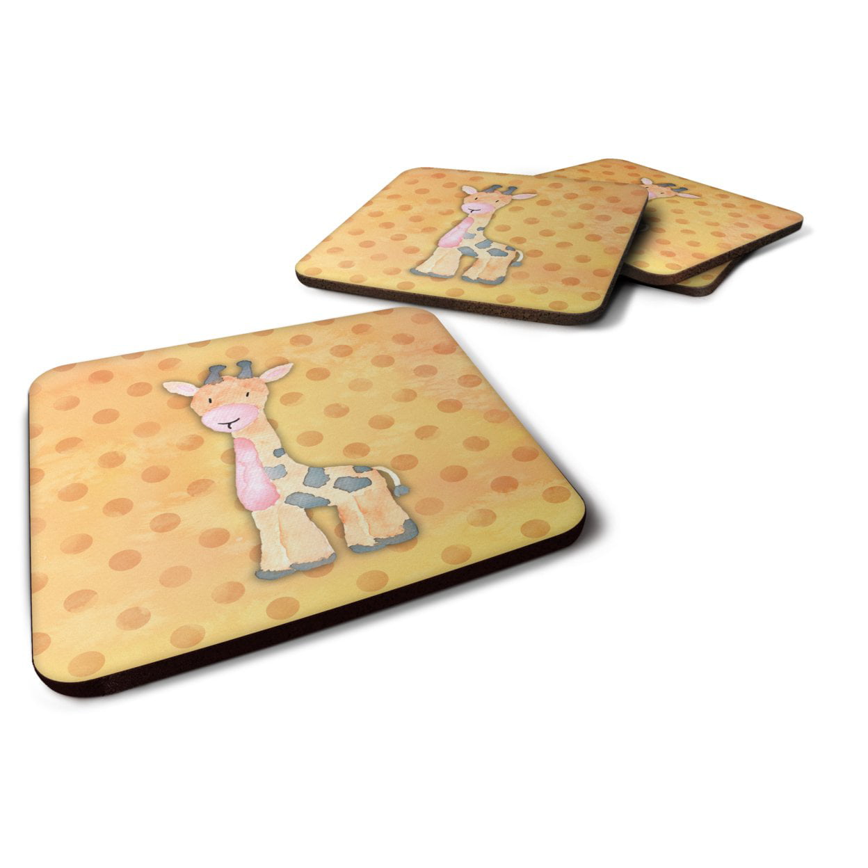 BB7373FC Polkadot Griaffe Watercolor Foam Coasters - Set of 4