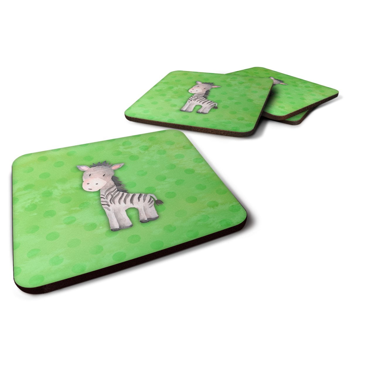 BB7377FC Polkadot Zebra Watercolor Foam Coasters - Set of 4