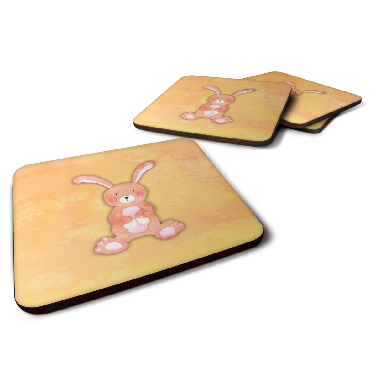 Rabbit Watercolor Foam Coasters - Set of 4