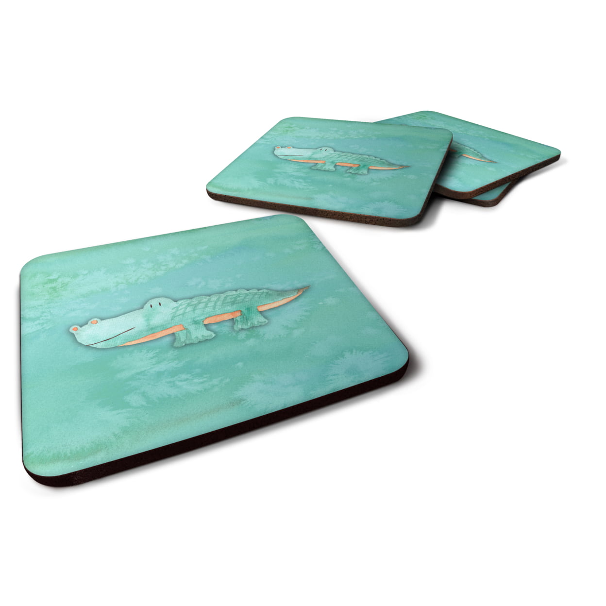 Alligator Watercolor Foam Coasters - Set of 4
