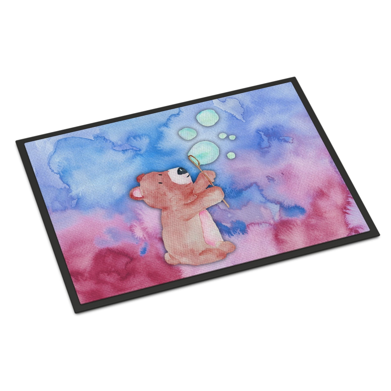 24 x 36 in. Bear & Bubbles Watercolor Indoor or Outdoor Mat