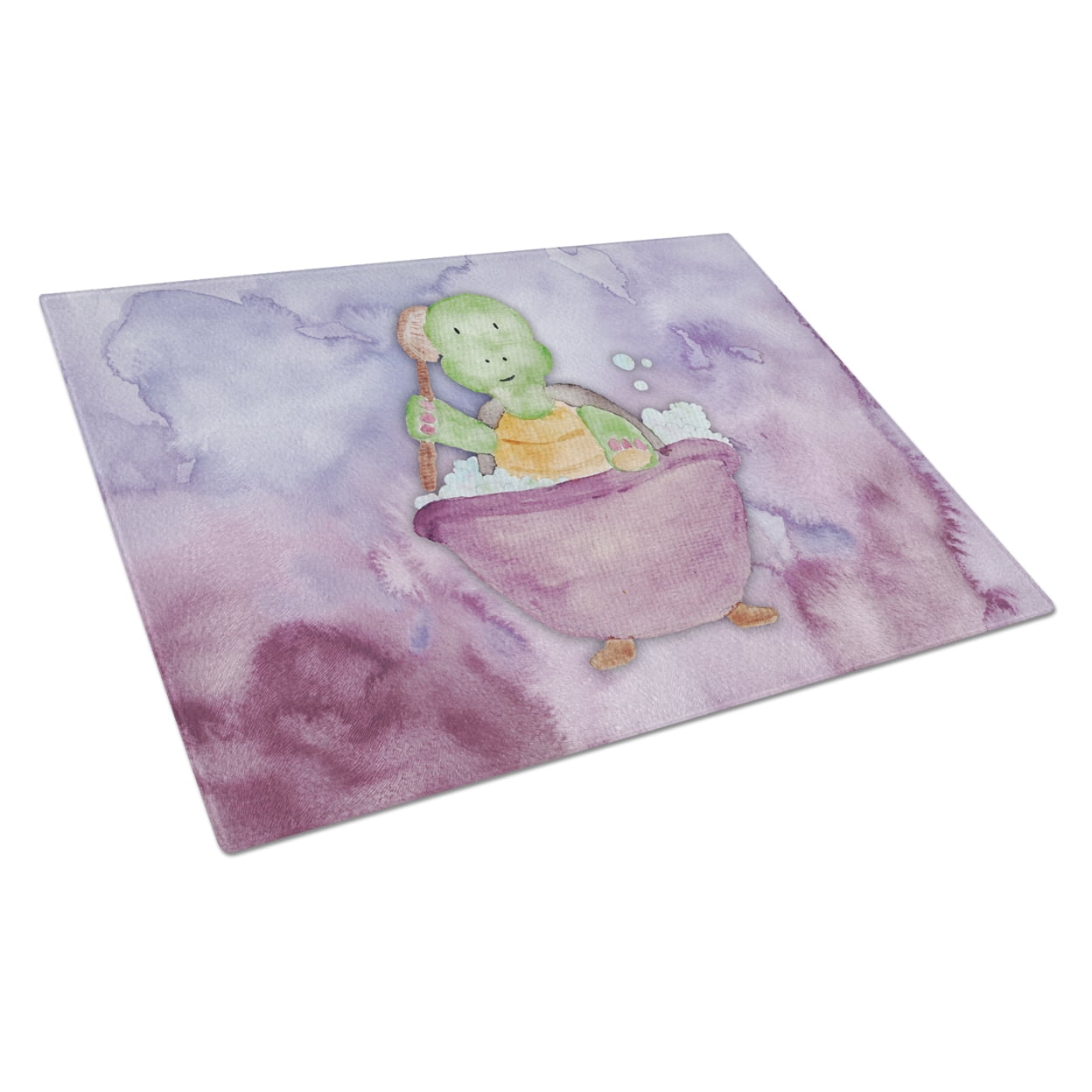 Turtle Bathing Watercolor Glass Cutting Board - Large