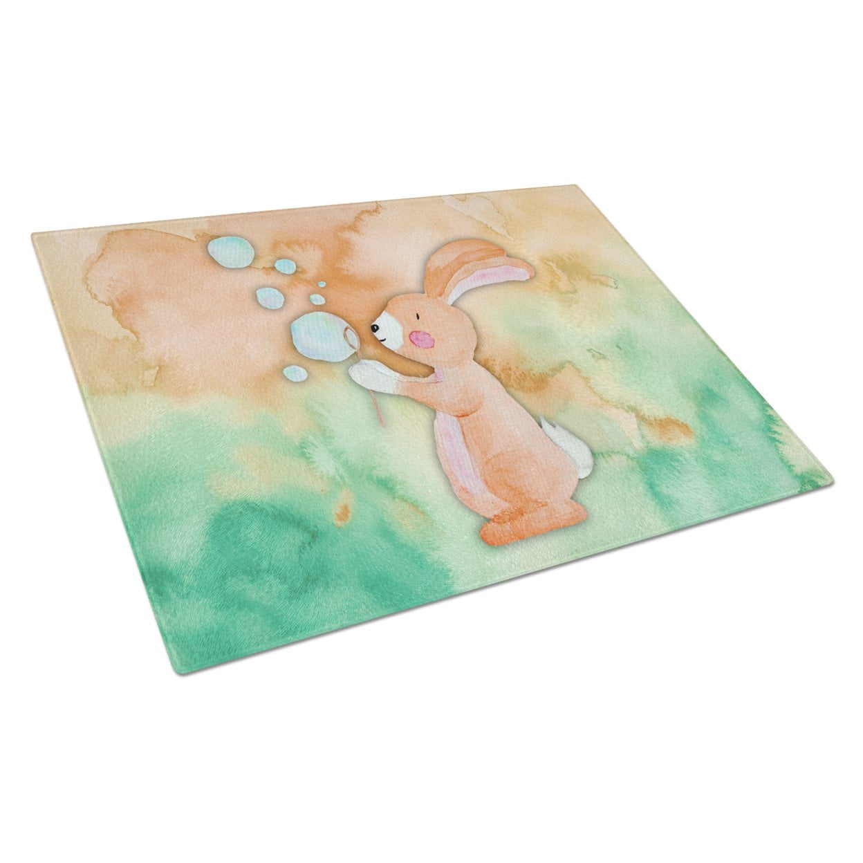 Rabbit & Bubbles Watercolor Glass Cutting Board - Large