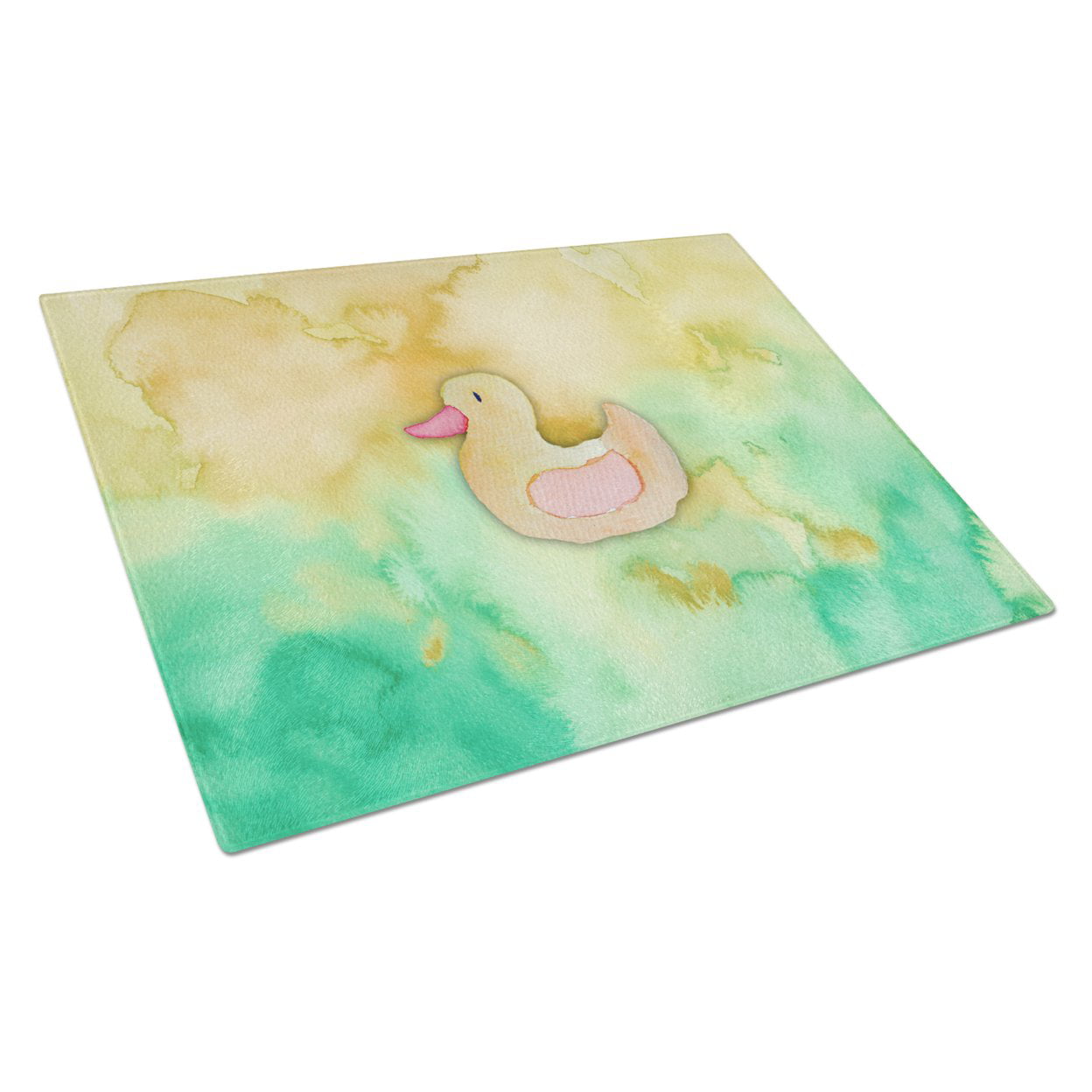 Rubber Duckie Watercolor Glass Cutting Board - Large