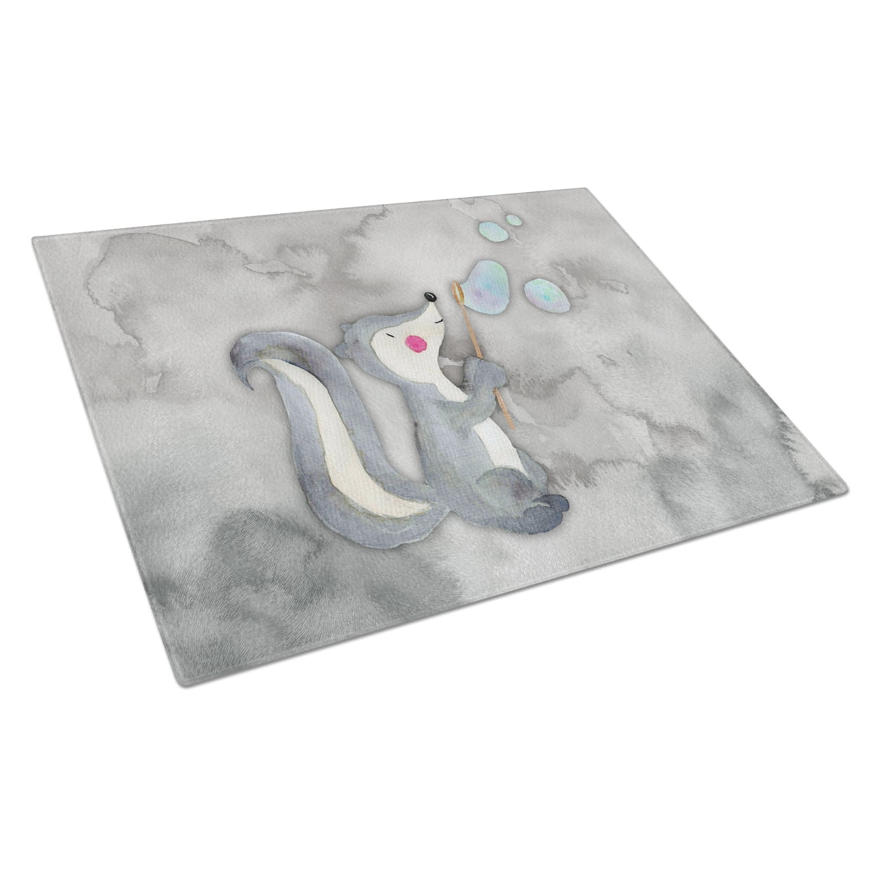 Skunk & Bubbles Watercolor Glass Cutting Board - Large