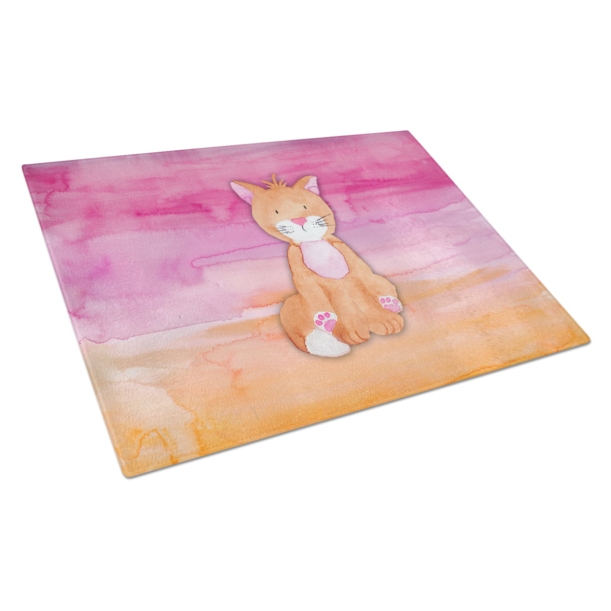 Orange Cat Watercolor Glass Cutting Board - Large