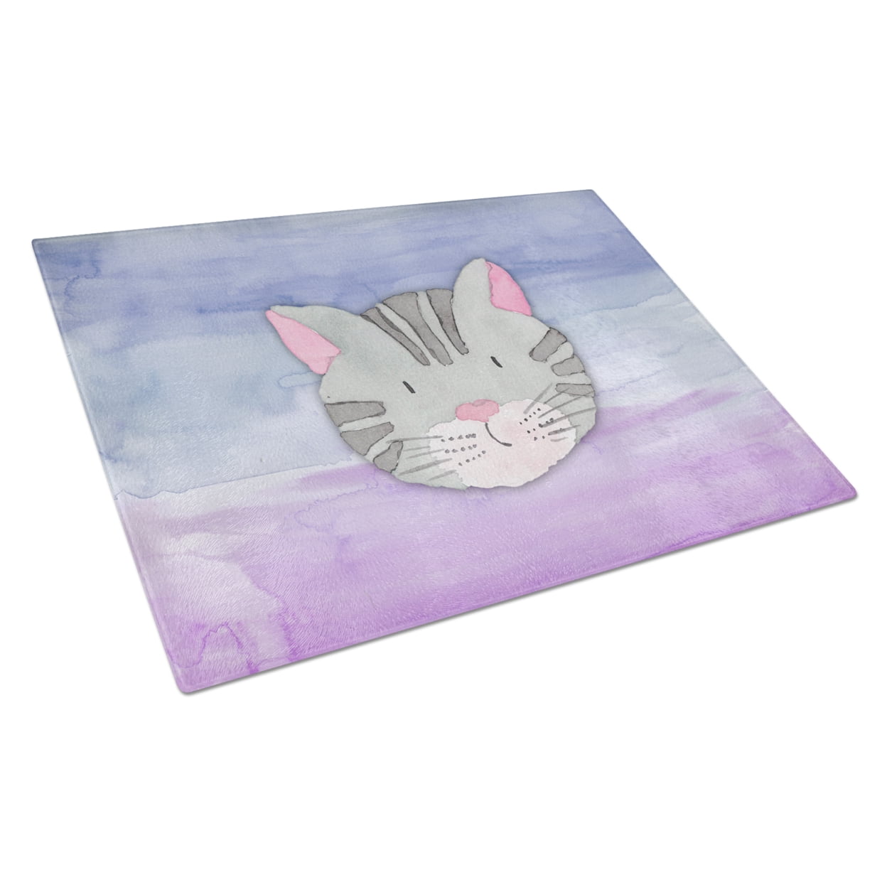 Cat Face Watercolor Glass Cutting Board - Large