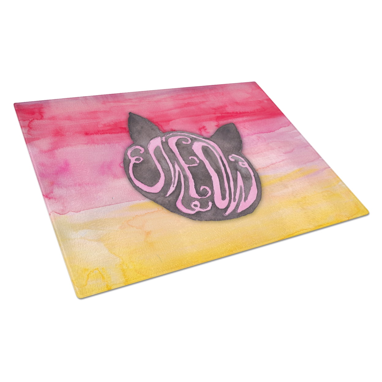 Cat Face Meow Watercolor Glass Cutting Board - Large