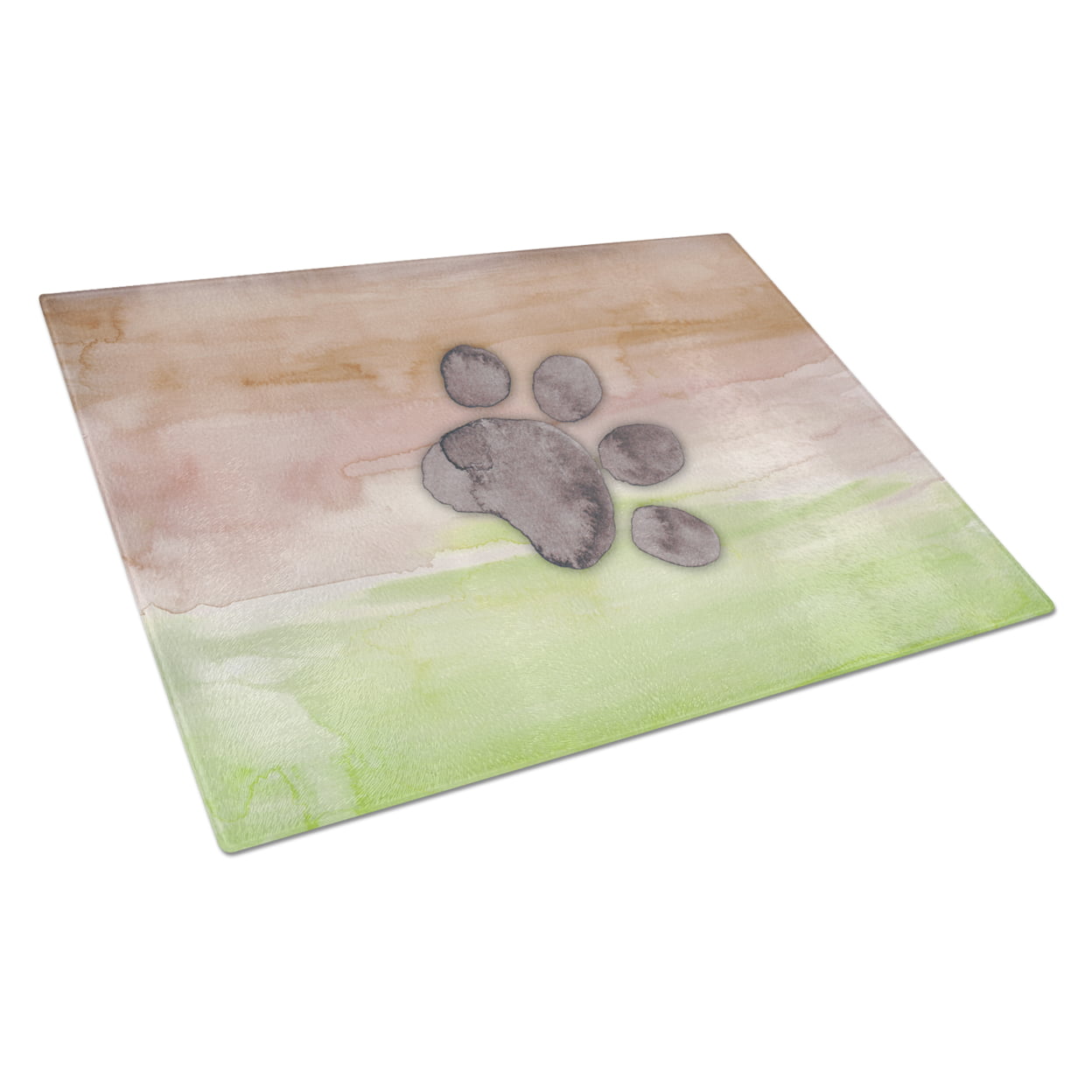 Dog Paw Watercolor Glass Cutting Board - Large