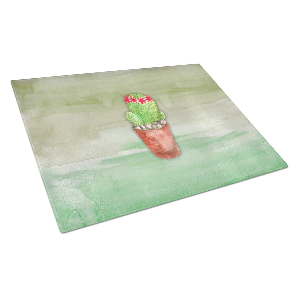Cactus Green Watercolor Glass Cutting Board - Large