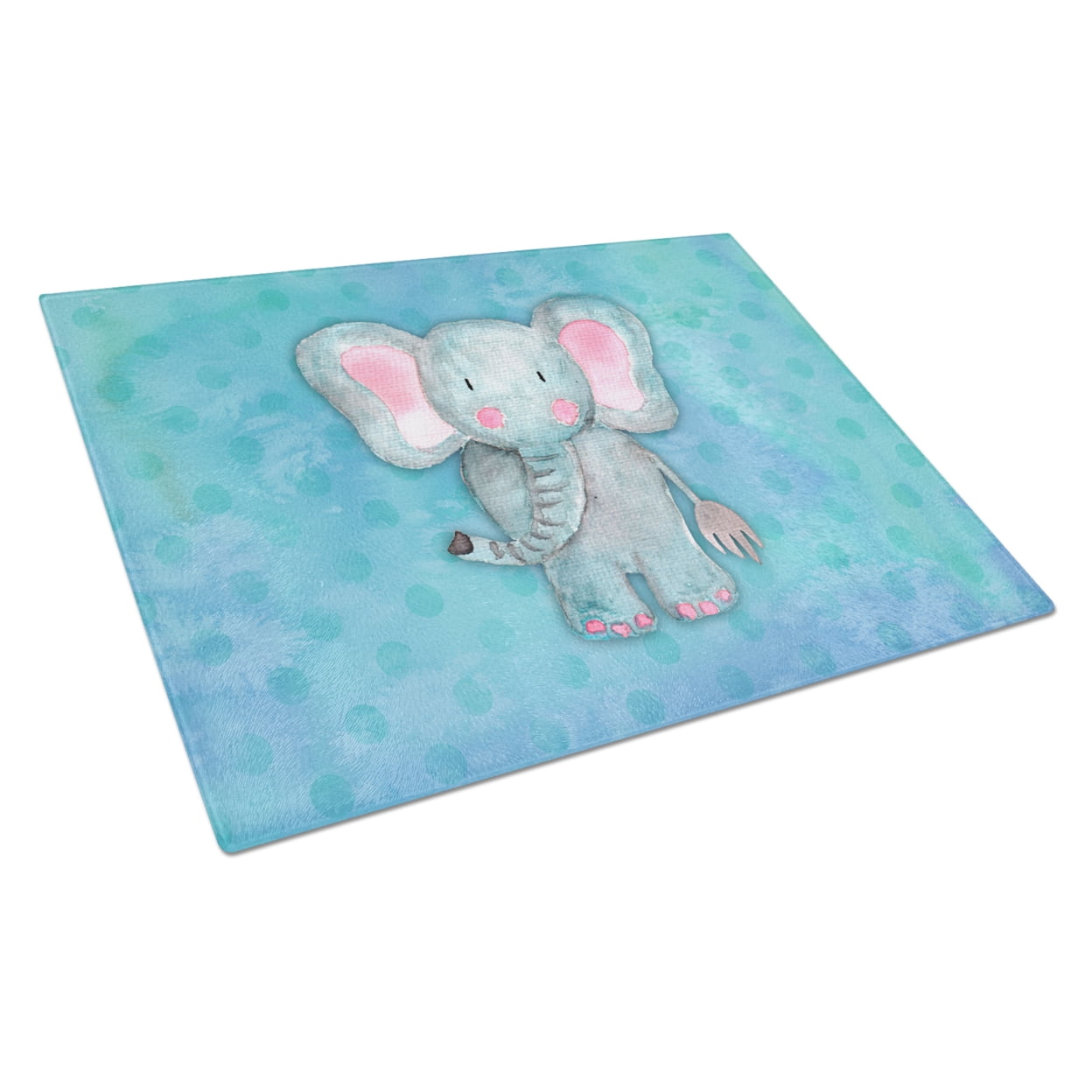 Blue Elepant Watercolor Glass Cutting Board - Large