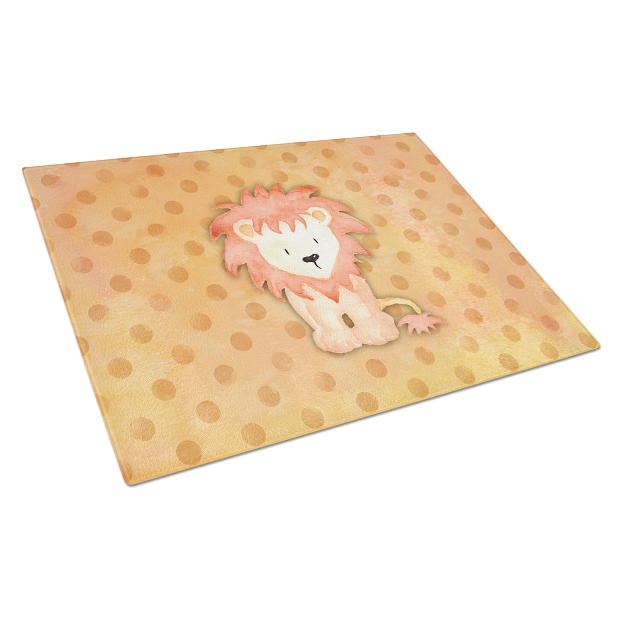 Polkadot Lion Watercolor Glass Cutting Board - Large