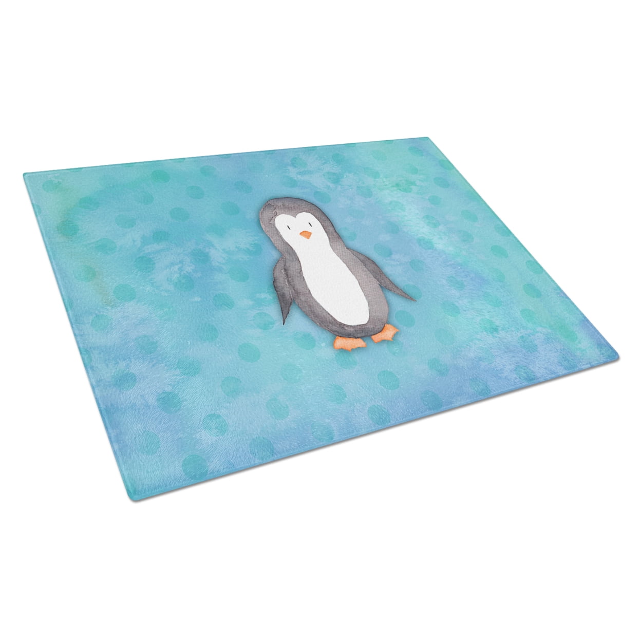 BB7376LCB Polkadot Penguin Watercolor Glass Cutting Board - Large