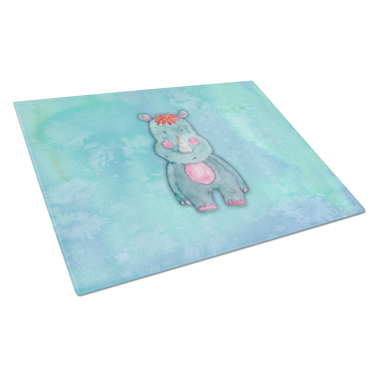 Rhinoceros Watercolor Glass Cutting Board - Large