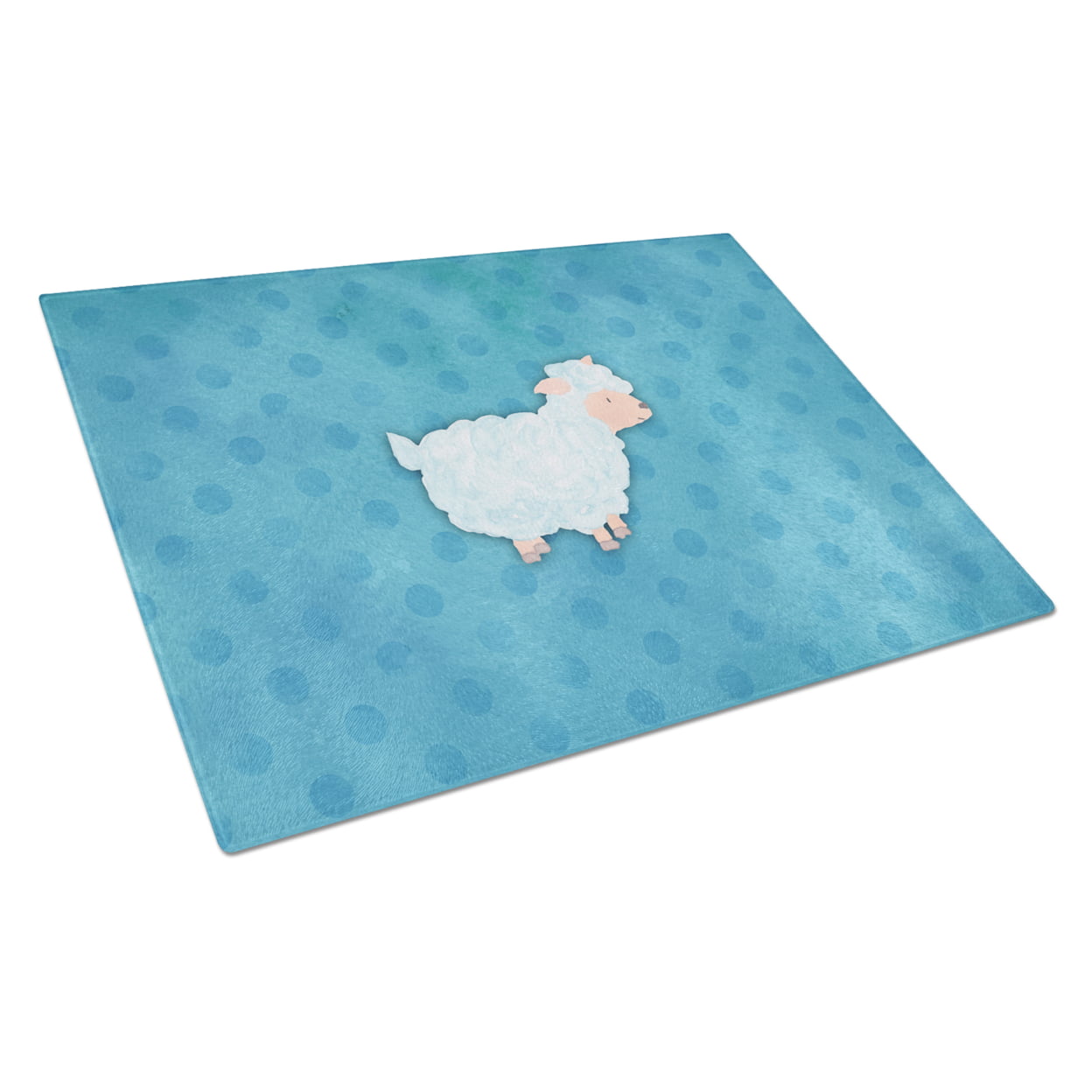 Polkadot Sheep Lamb Watercolor Glass Cutting Board - Large