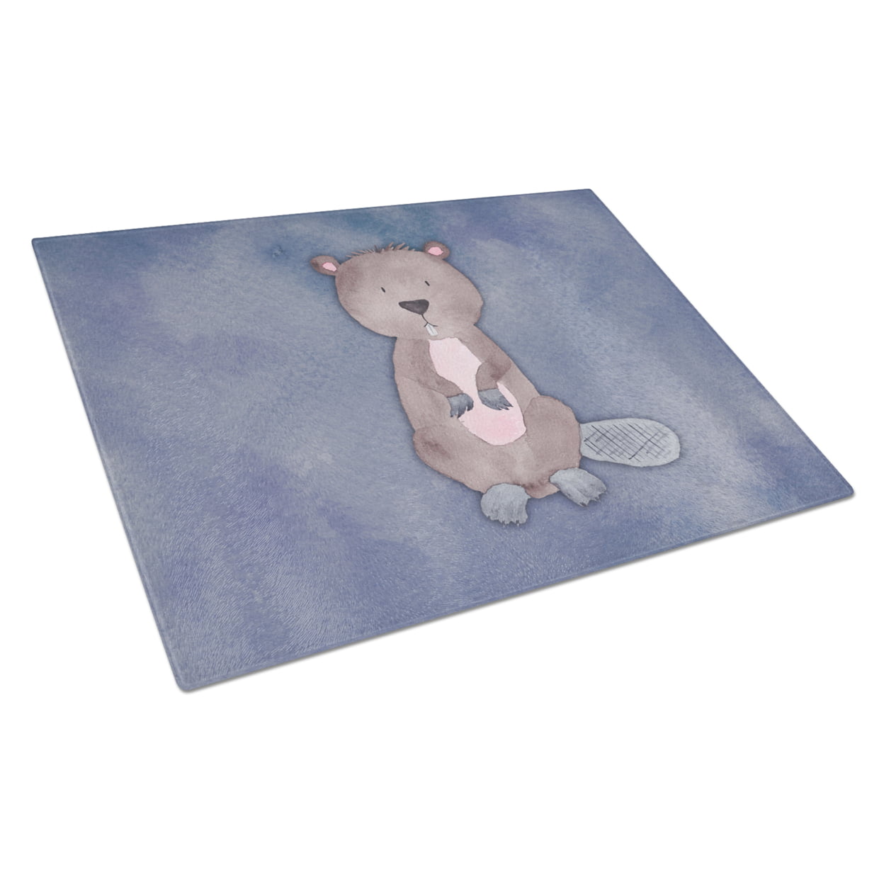 Beaver Watercolor Glass Cutting Board - Large