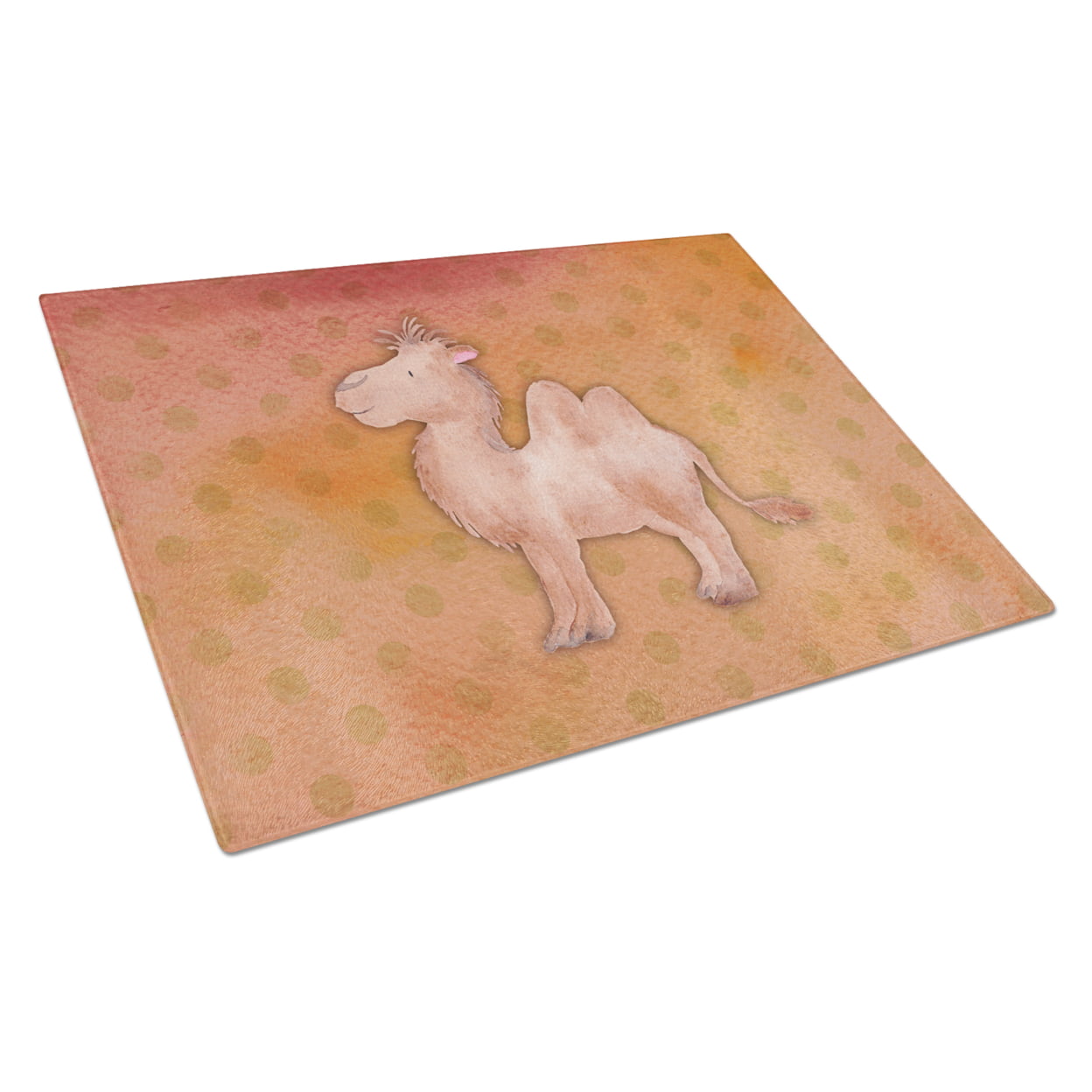 Polkadot Camel Watercolor Glass Cutting Board - Large