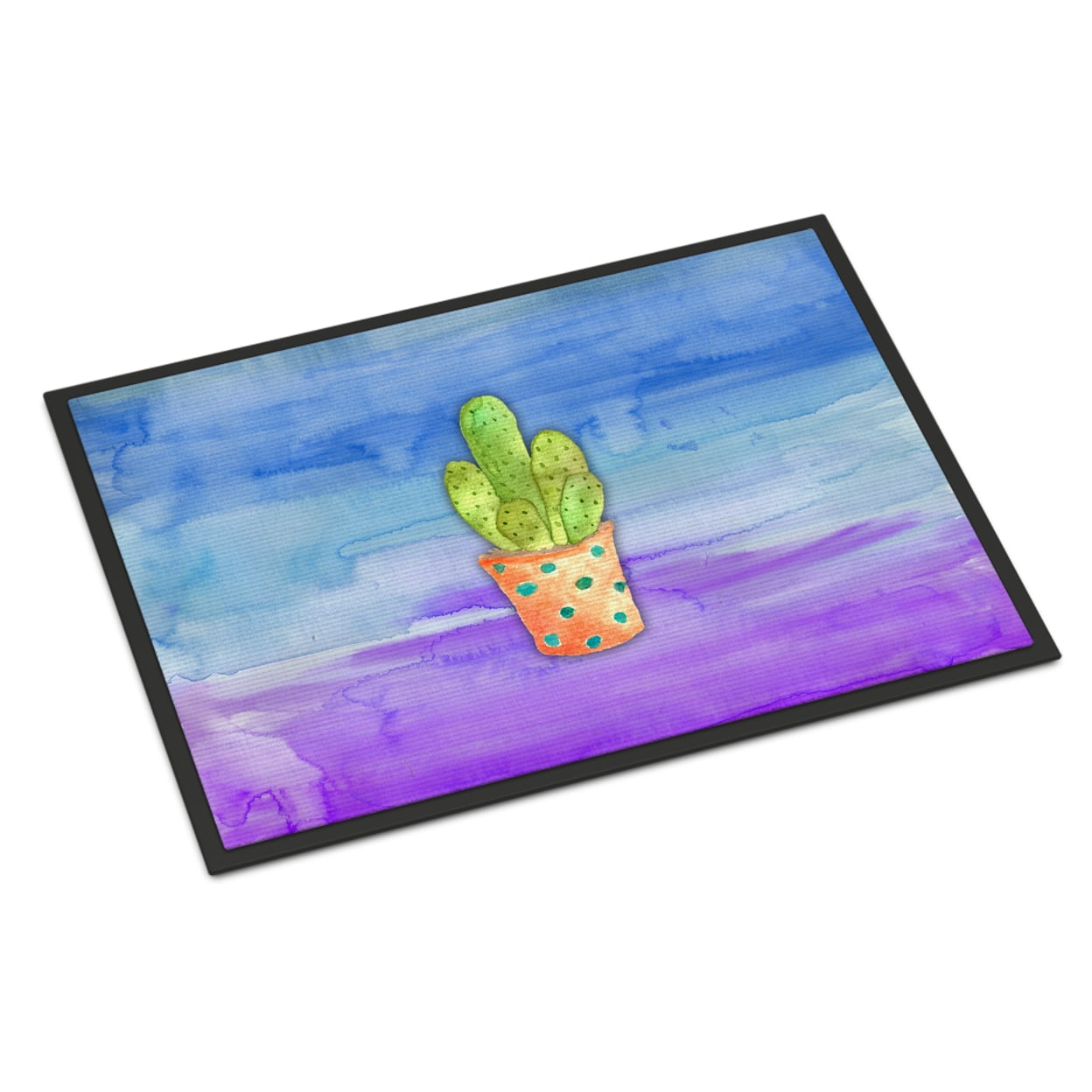BB7363MAT 18 x 27 in. Cactus Blue & Purple Watercolor Indoor or Outdoor Mat