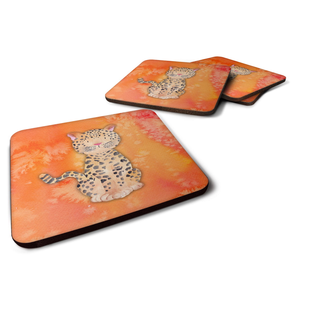 Leopard Watercolor Foam Coasters - Set of 4