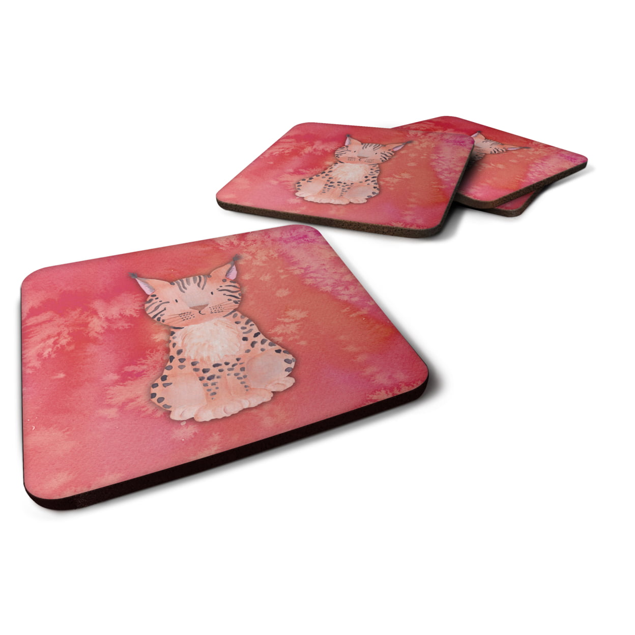 Lynx Watercolor Foam Coasters - Set of 4