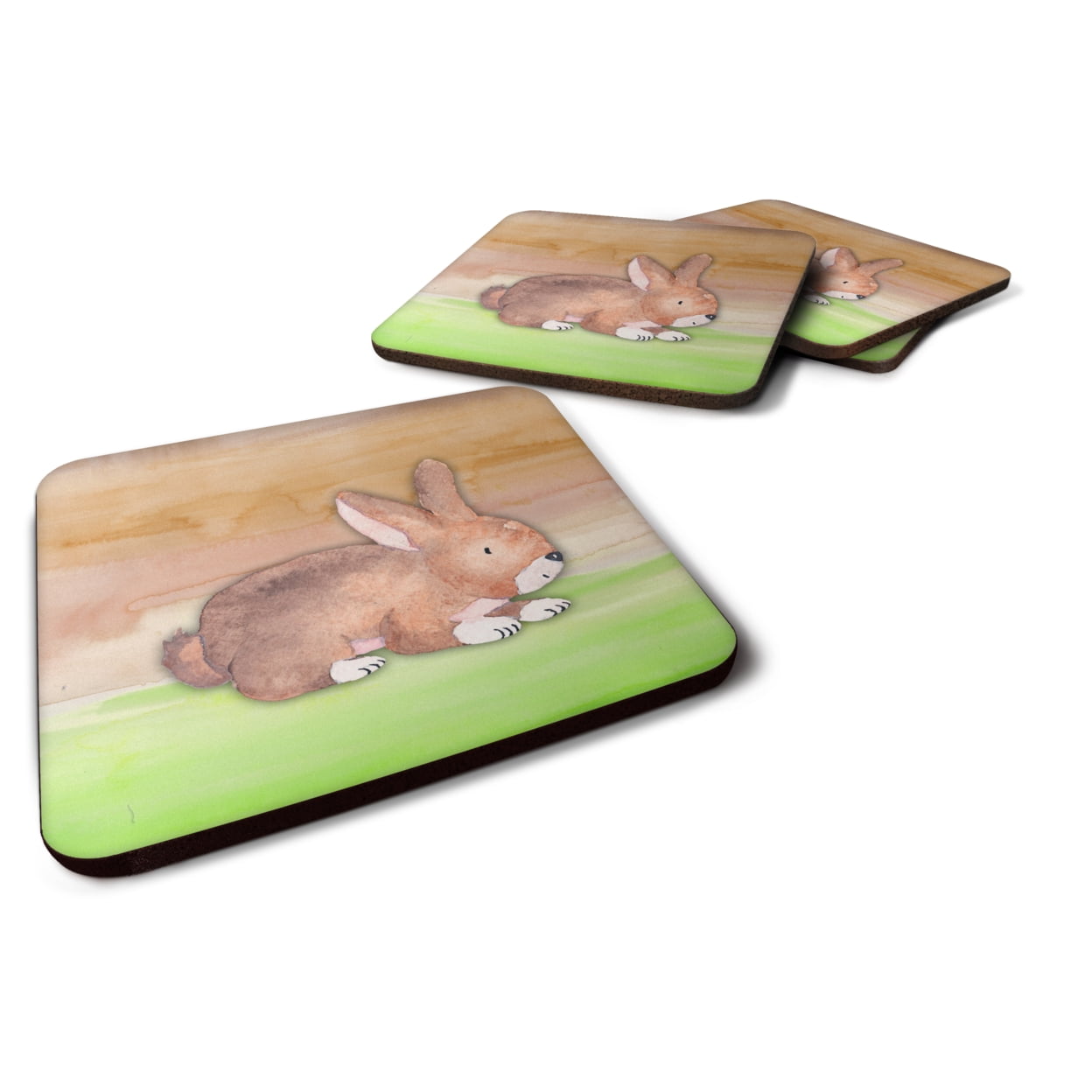 Rabbit Watercolor Foam Coasters - Set of 4