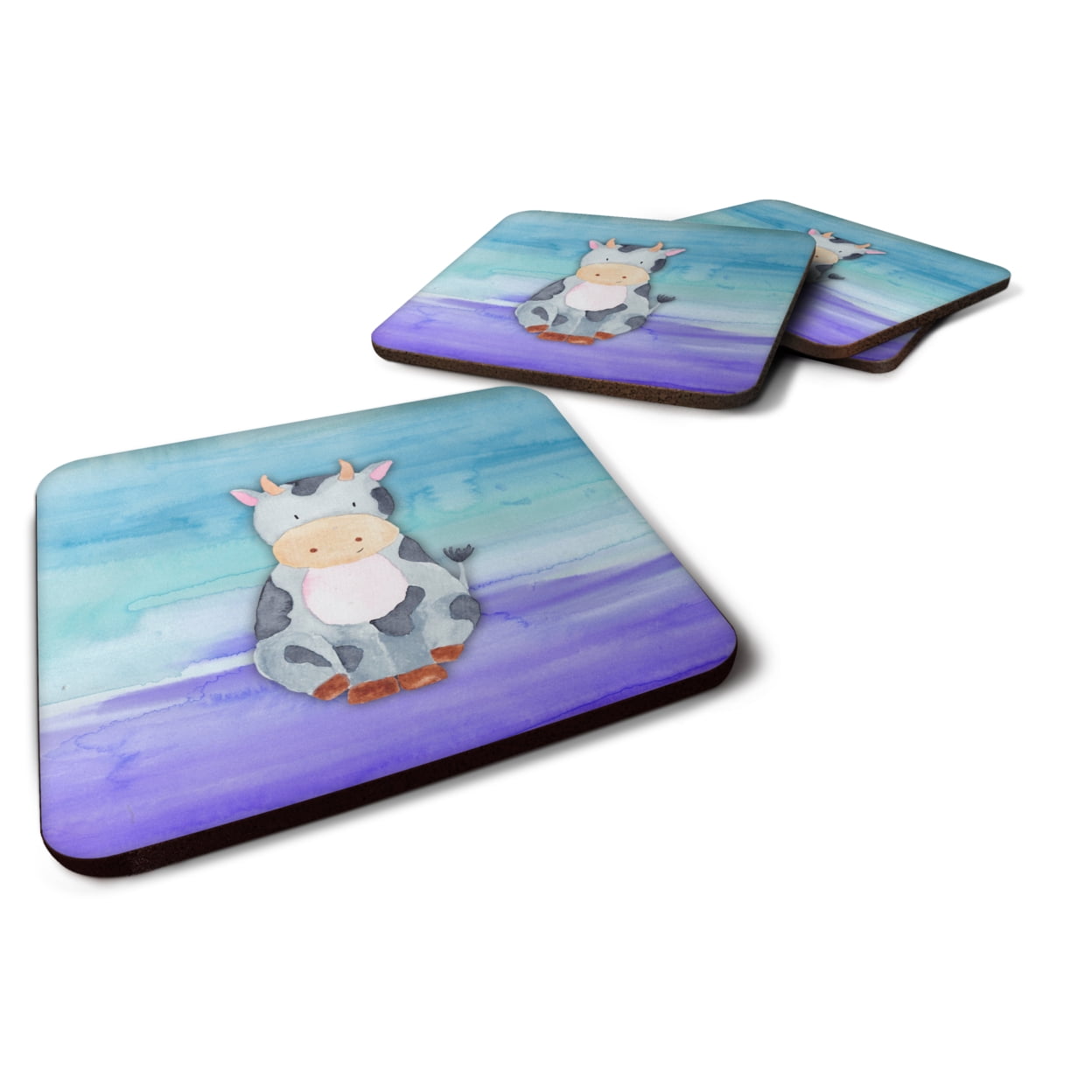 BB7412FC Cow Watercolor Foam Coasters - Set of 4