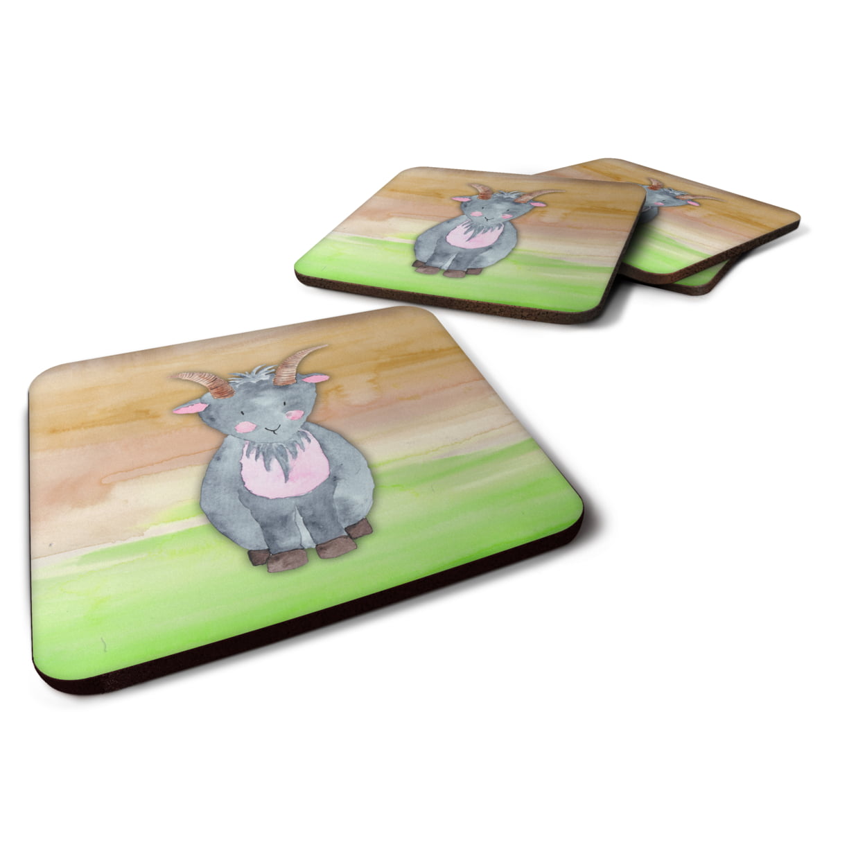 Goat Watercolor Foam Coasters - Set of 4