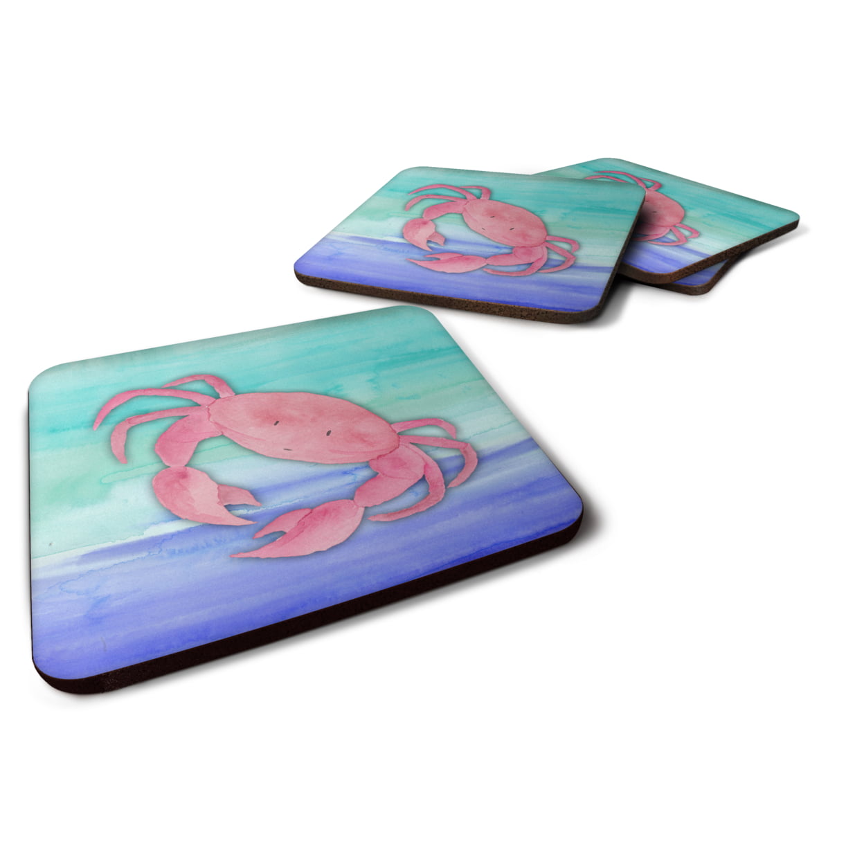 BB7420FC Crab Watercolor Foam Coasters - Set of 4