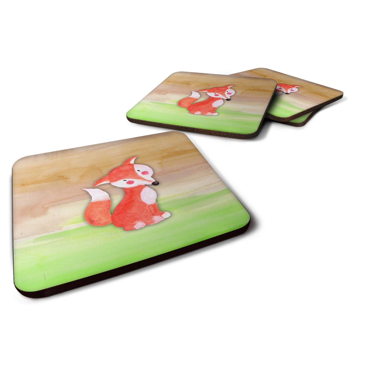 Fox Watercolor Foam Coasters - Set of 4