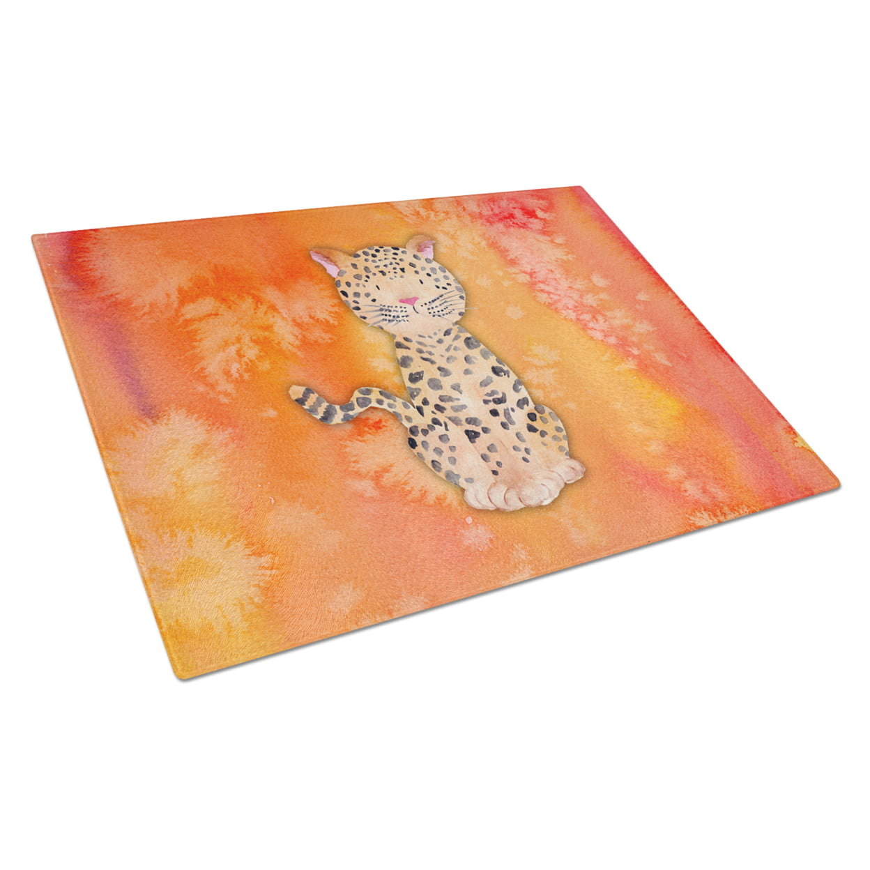 Leopard Watercolor Glass Cutting Board - Large