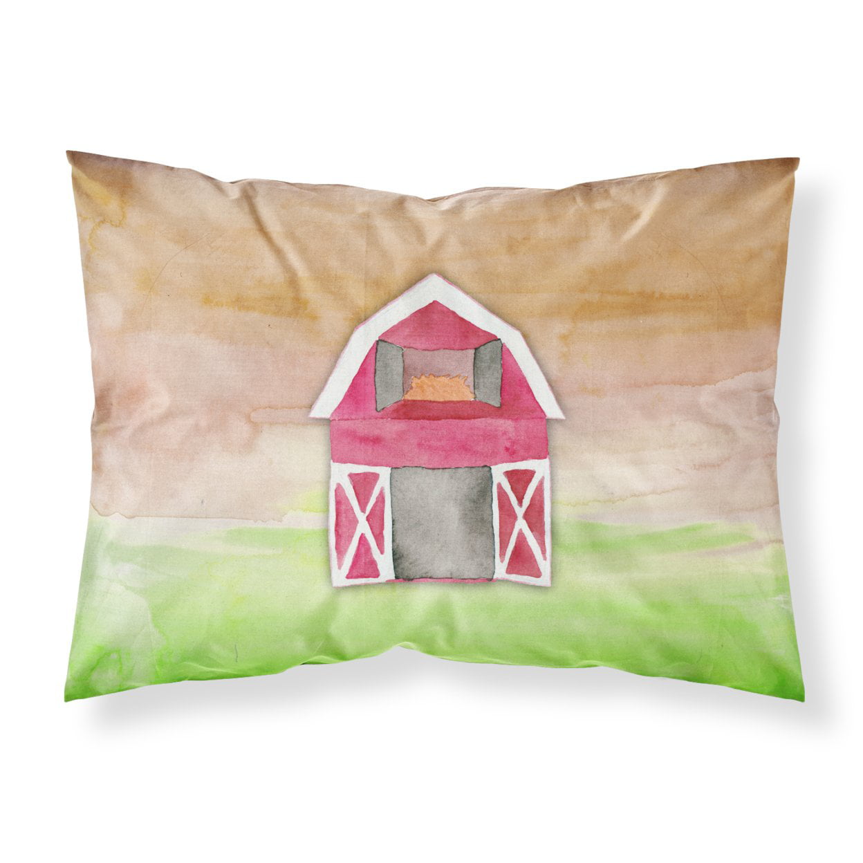 Barn Watercolor Fabric Standard Pillowcase