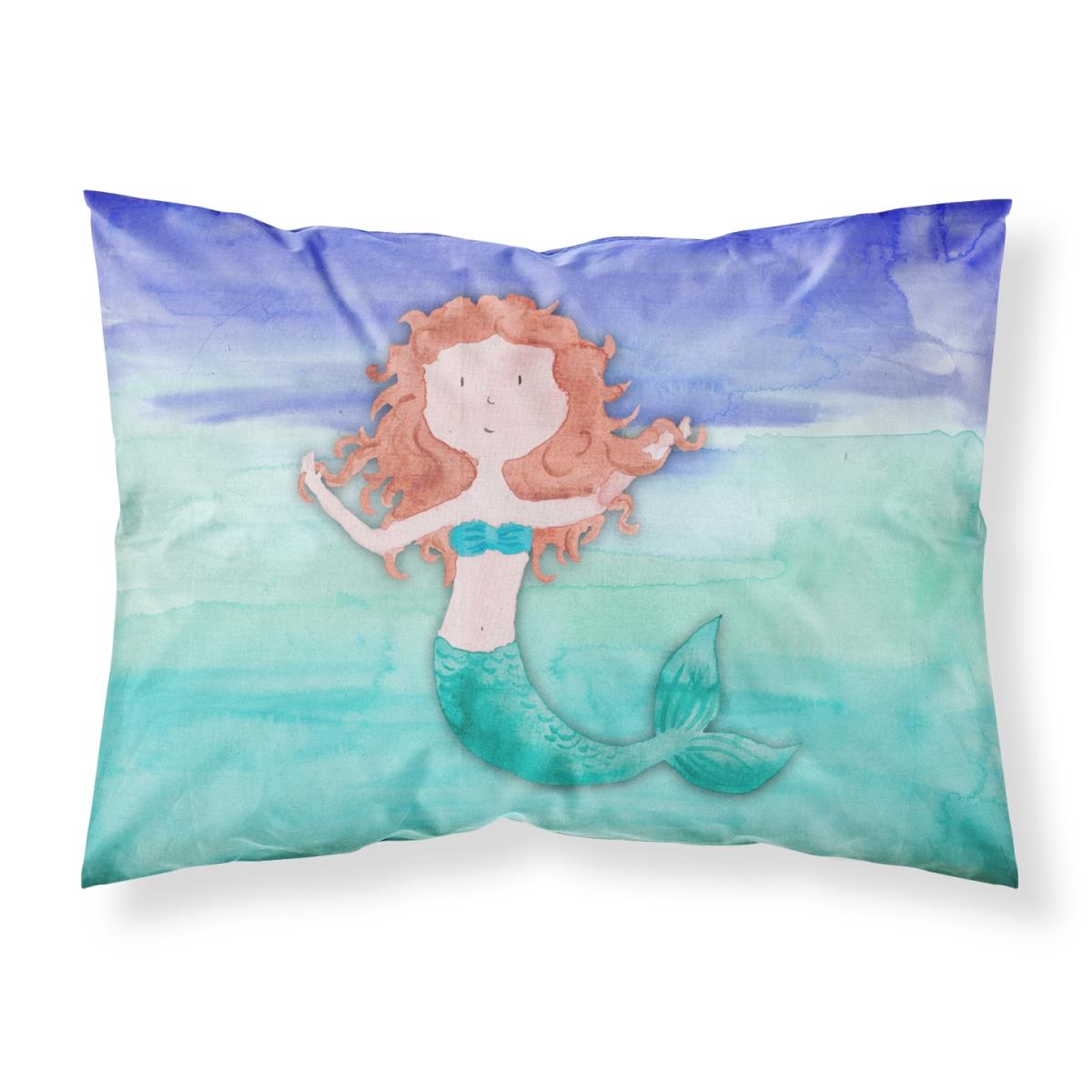 BB7421PILLOWCASE Ginger Mermaid Watercolor Fabric Standard Pillowcase