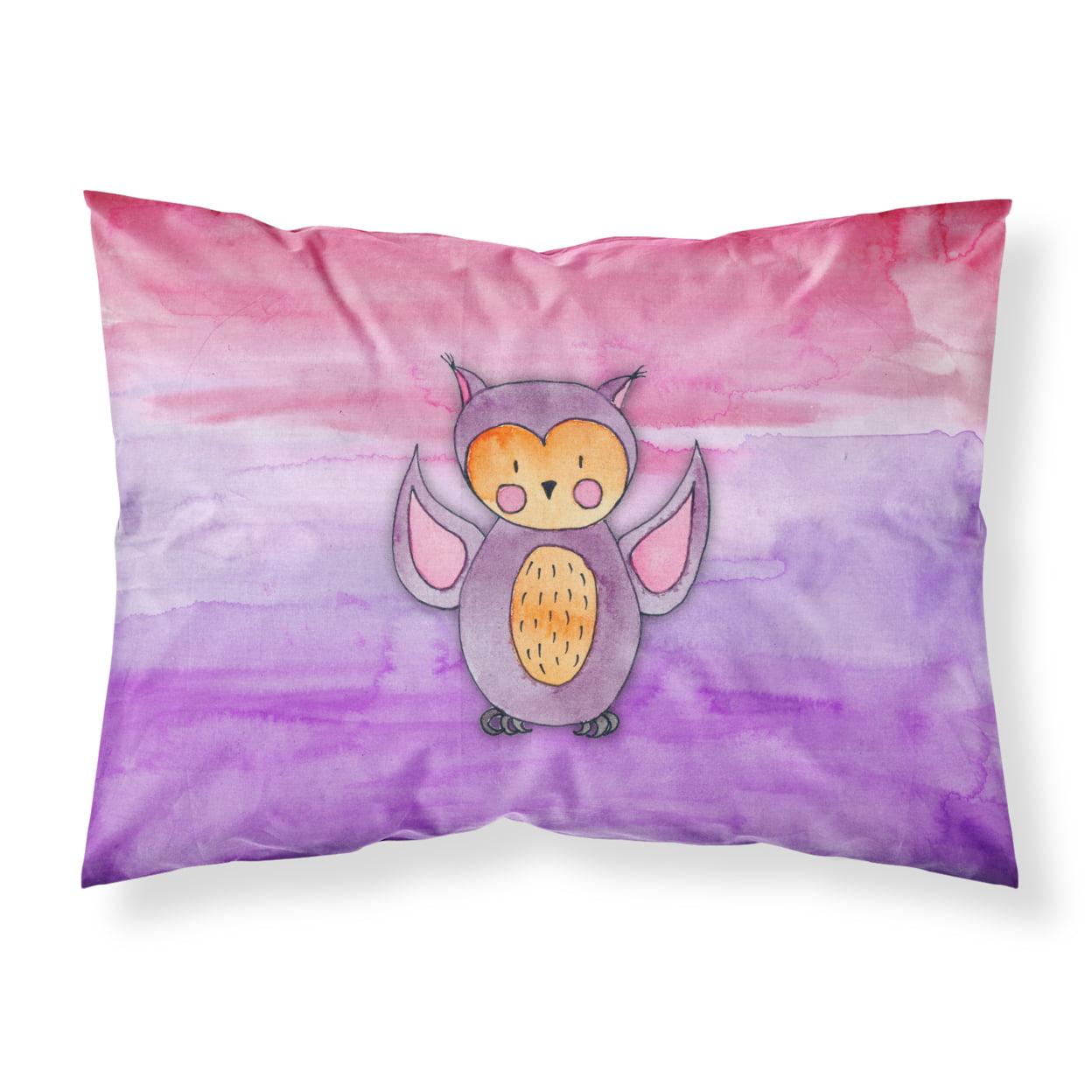 Pink & Purple Owl Watercolor Fabric Standard Pillowcase