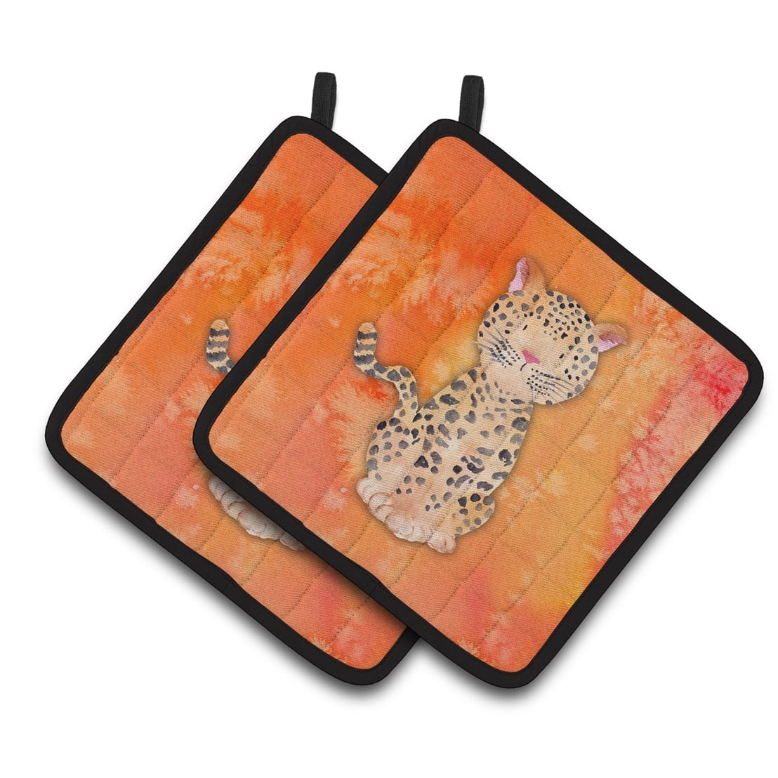 Leopard Watercolor Pair of Pot Holders