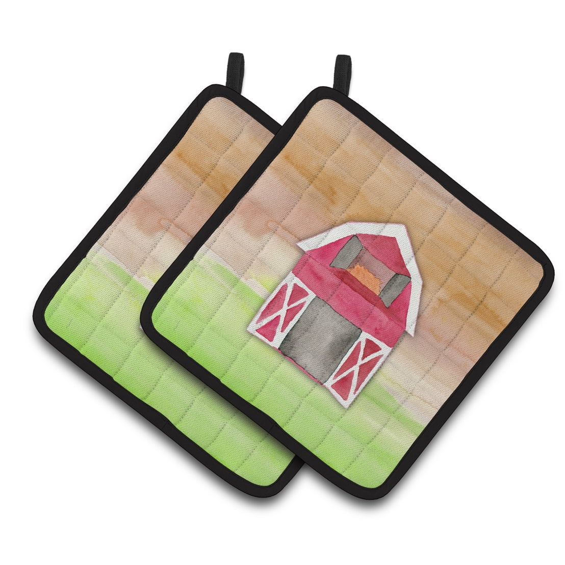 Barn Watercolor Pair of Pot Holders