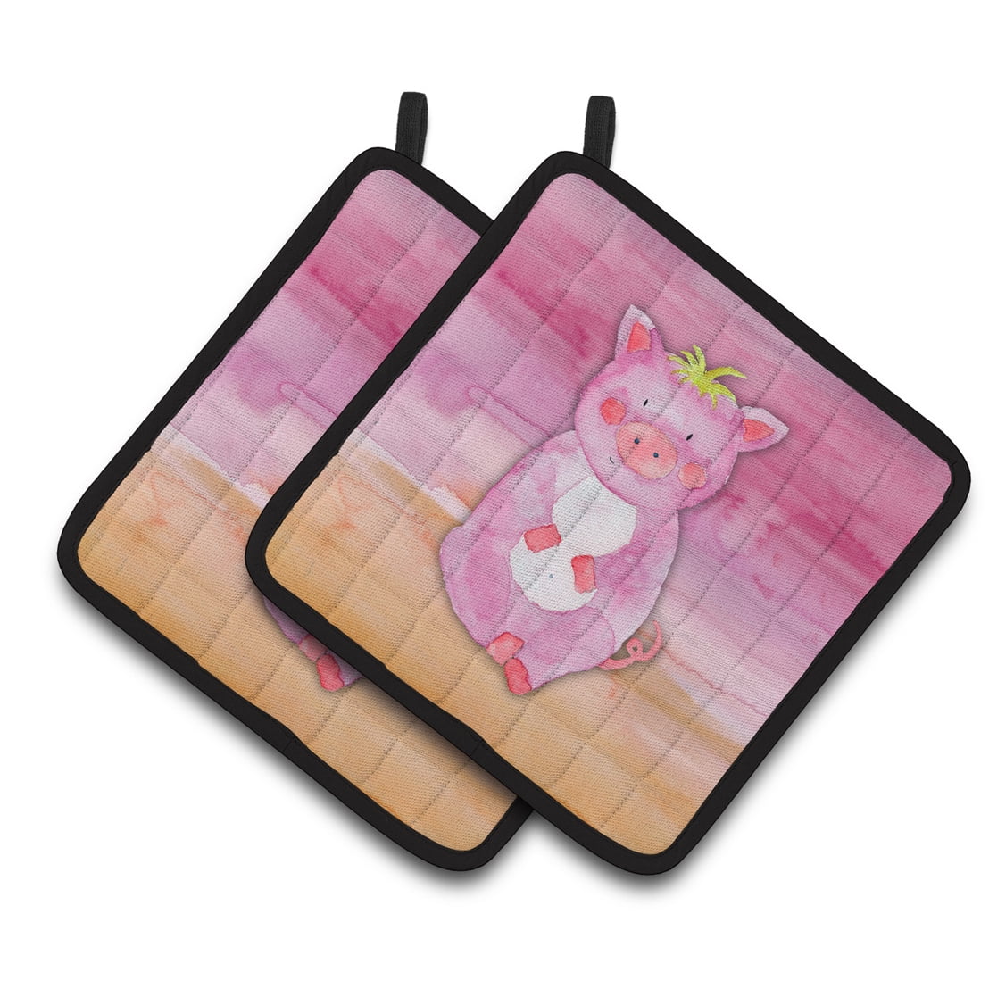 Pig Watercolor Pair of Pot Holders