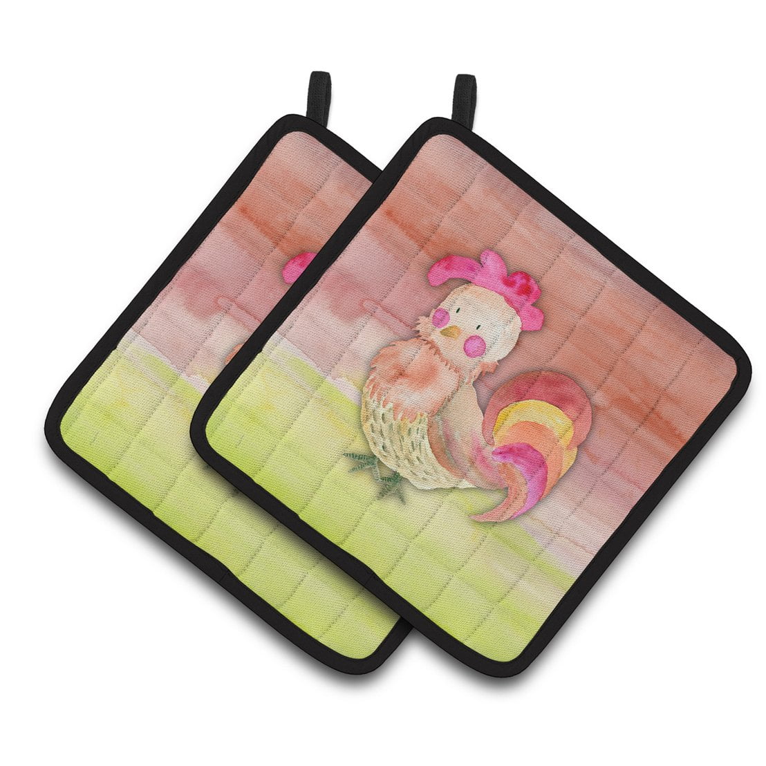 Rooster Watercolor Pair of Pot Holders
