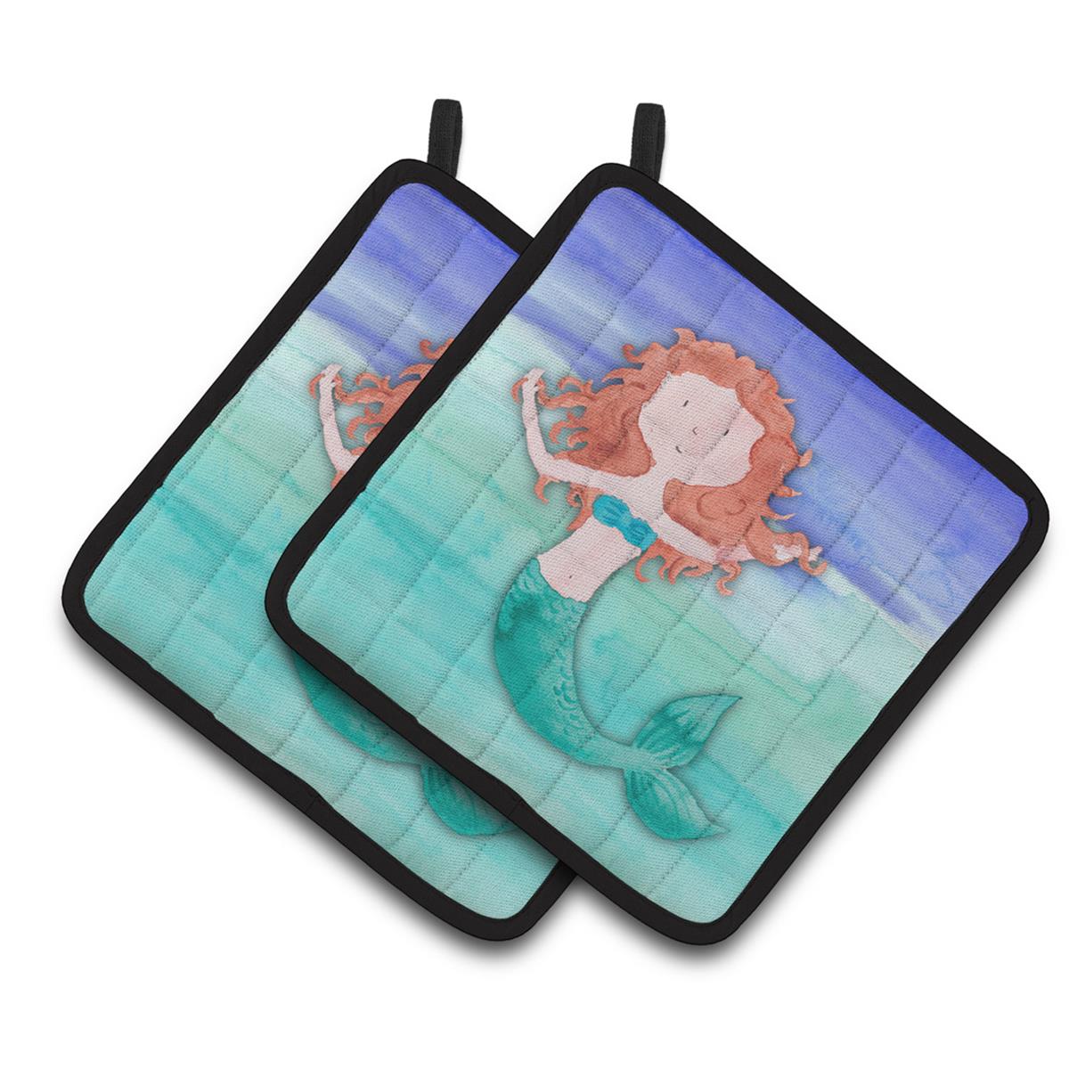 BB7421PTHD Ginger Mermaid Watercolor Pair of Pot Holders