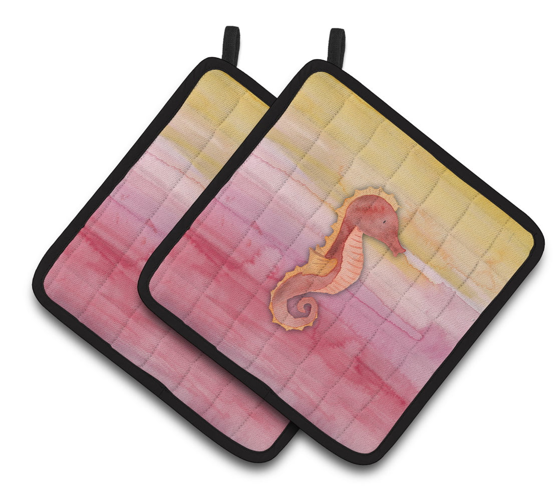 Seahorse Watercolor Pair of Pot Holders