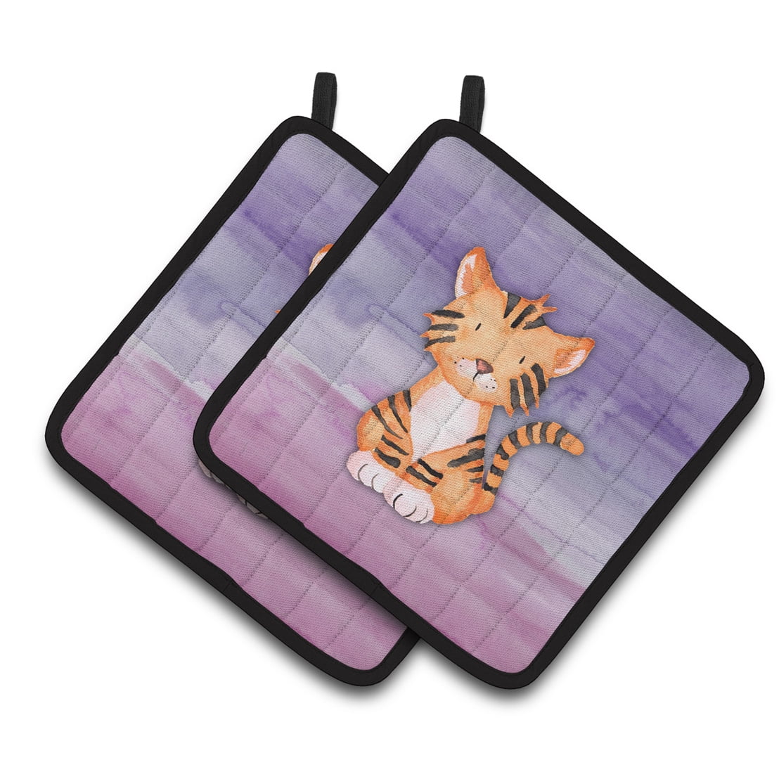 Tiger Cub Watercolor Pair of Pot Holders