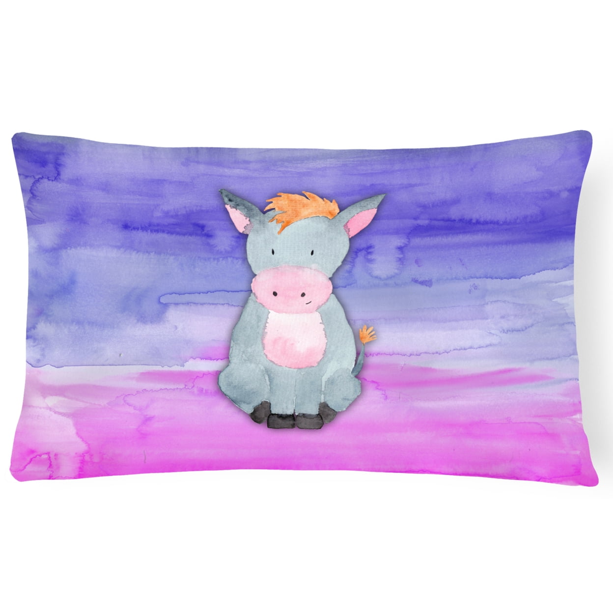 Picture of Carolines Treasures BB7415PW1216 Donkey Watercolor Canvas Fabric Decorative Pillow
