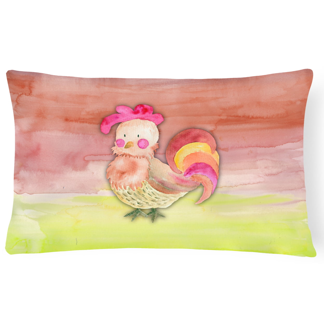 Rooster Watercolor Canvas Fabric Decorative Pillow